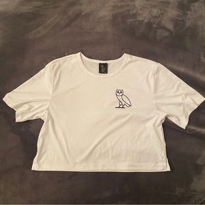 White #OVO Cropped Baggy Tee